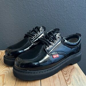 Cactus footwear 401 black patent leather oil resistant work boots